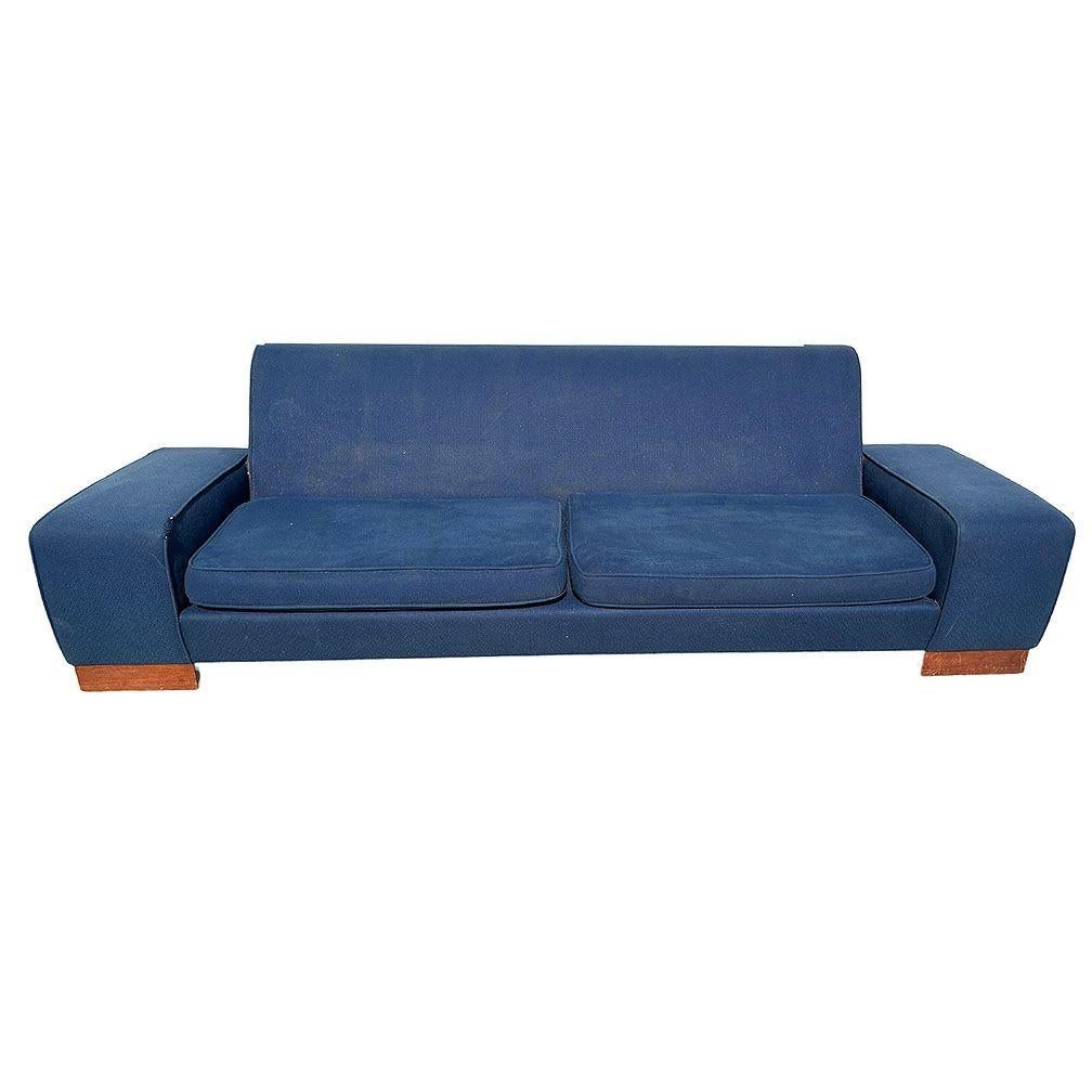 Original Paul Frankl designed Art Deco Speed Arm Sofa showing the iconic designer's flair for bold, streamlined forms. With its distinctive geometric 
