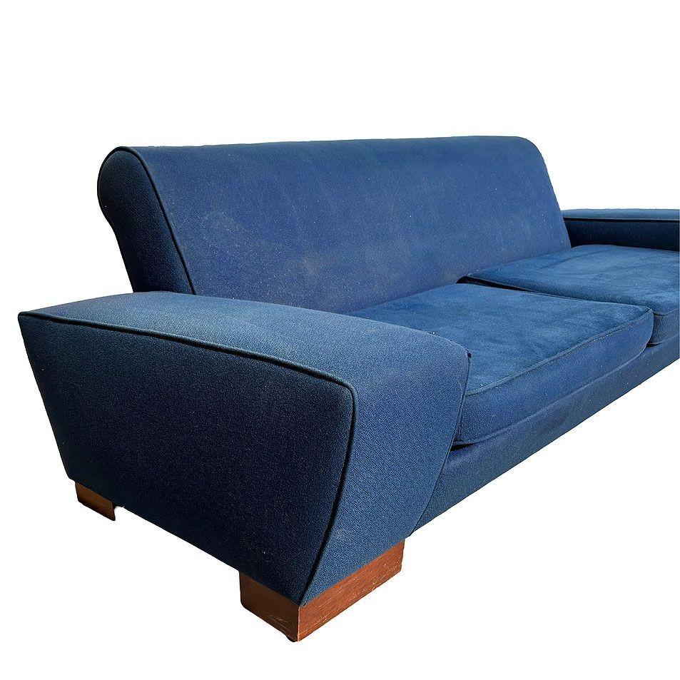 Fabric Art Deco Speed Arm Geometric Sofa by Paul Frankl