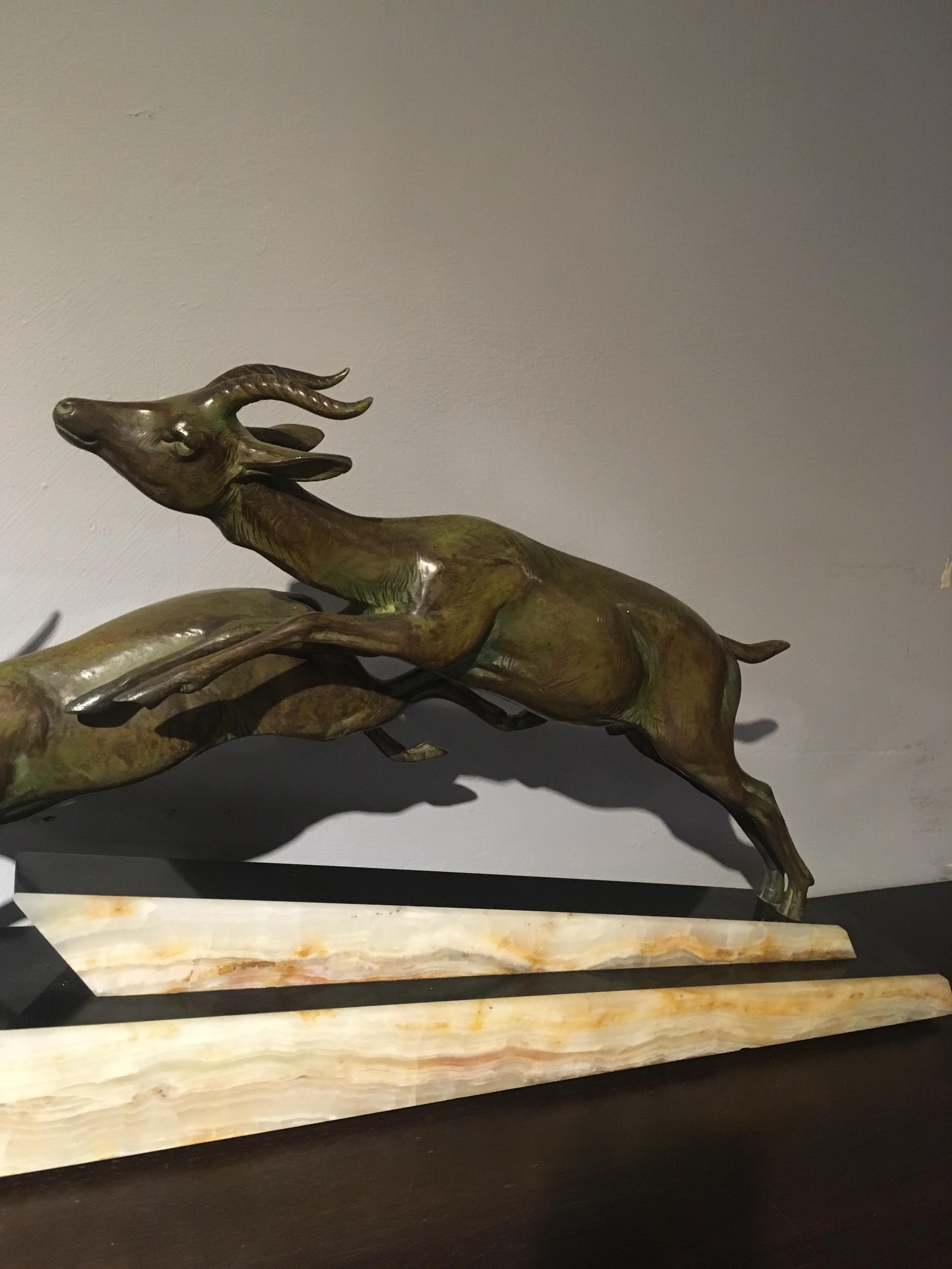 Art Deco Spelter Antelope In Good Condition For Sale In Honiton, Devon