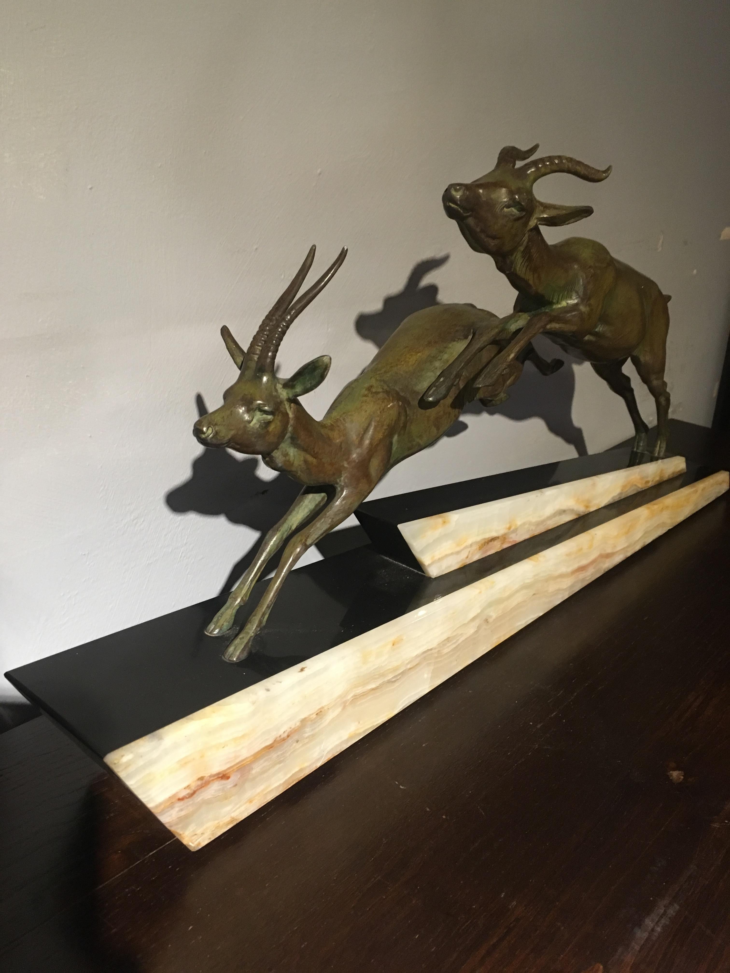 Mid-20th Century Art Deco Spelter Antelope For Sale