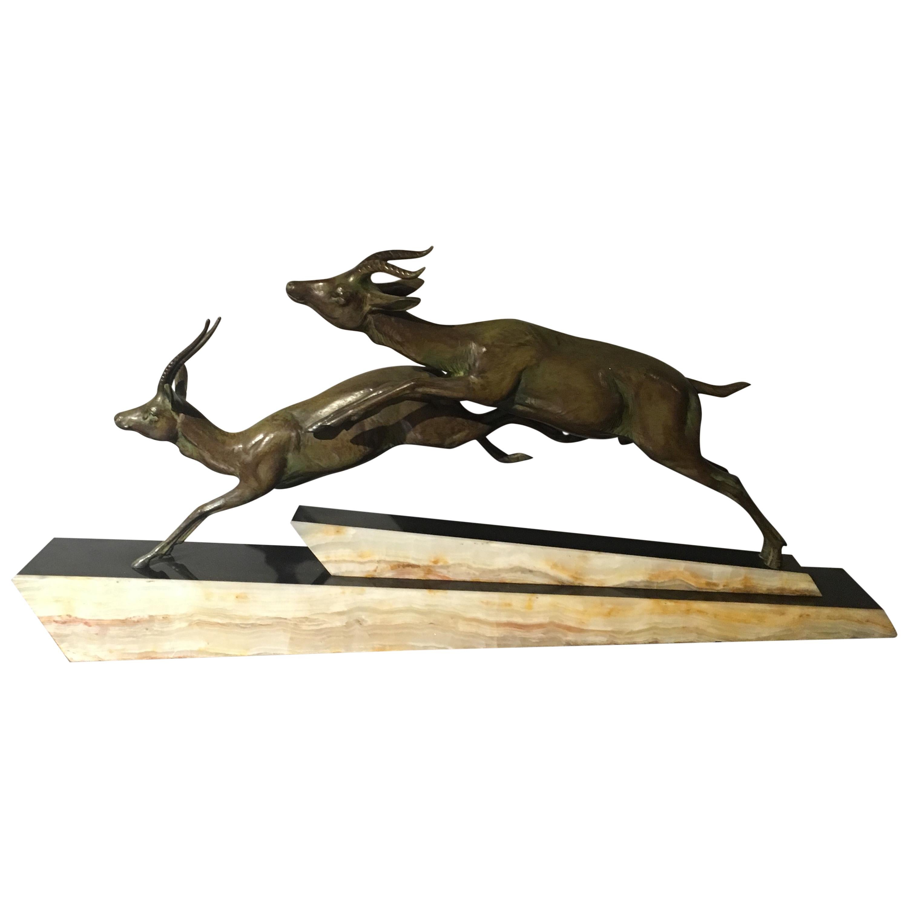 Art Deco Spelter Antelope For Sale