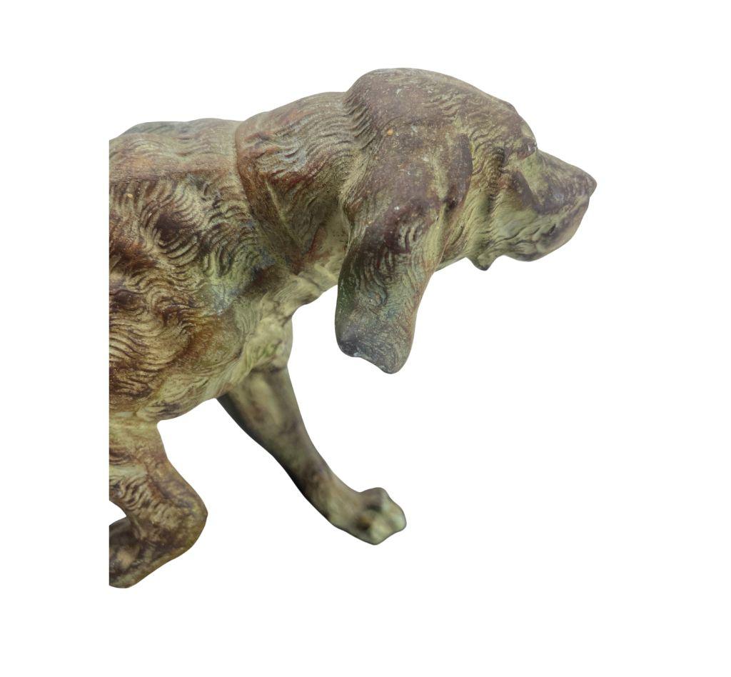 Art Glass Art Deco. Spelter Bonzed Representation of Bloodhound  Marble Base Signed: BERNI For Sale