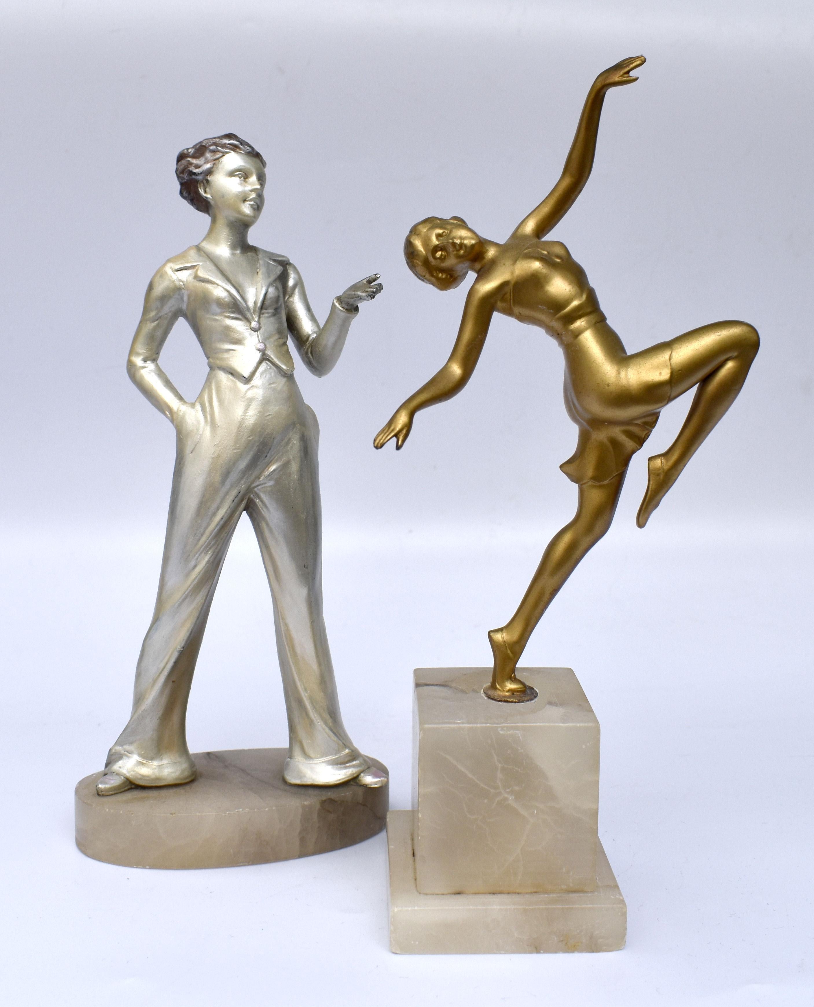 20th Century Art Deco Spelter Female Figural Dancer, 1930s