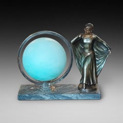 Lámpara de Sobremesa Art Decó de Espeltro Figurada