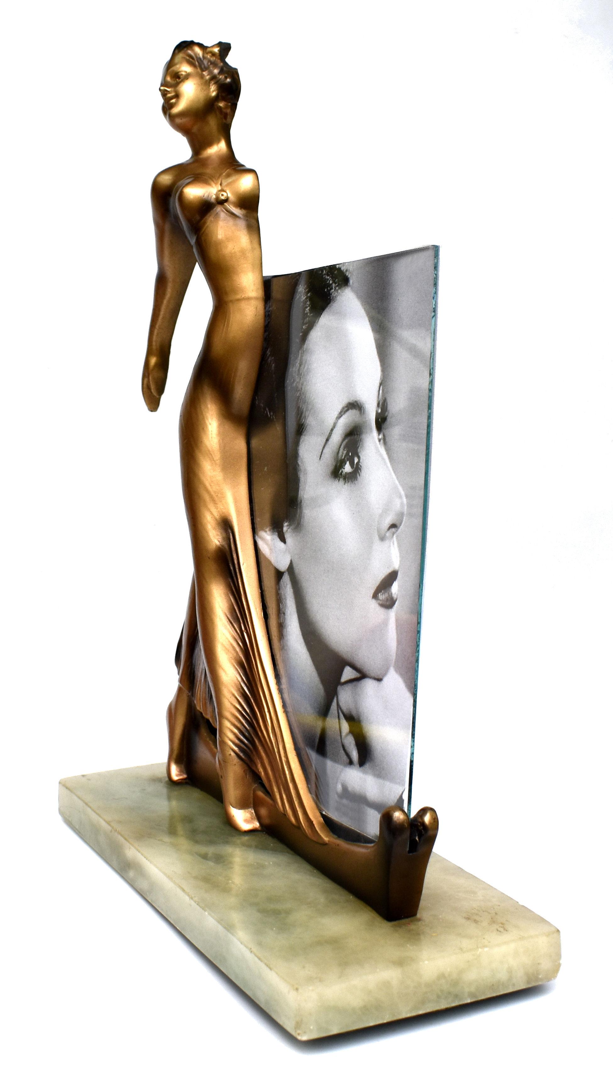 20th Century Art Deco Spelter Figurative Picture Frame, c1930, English