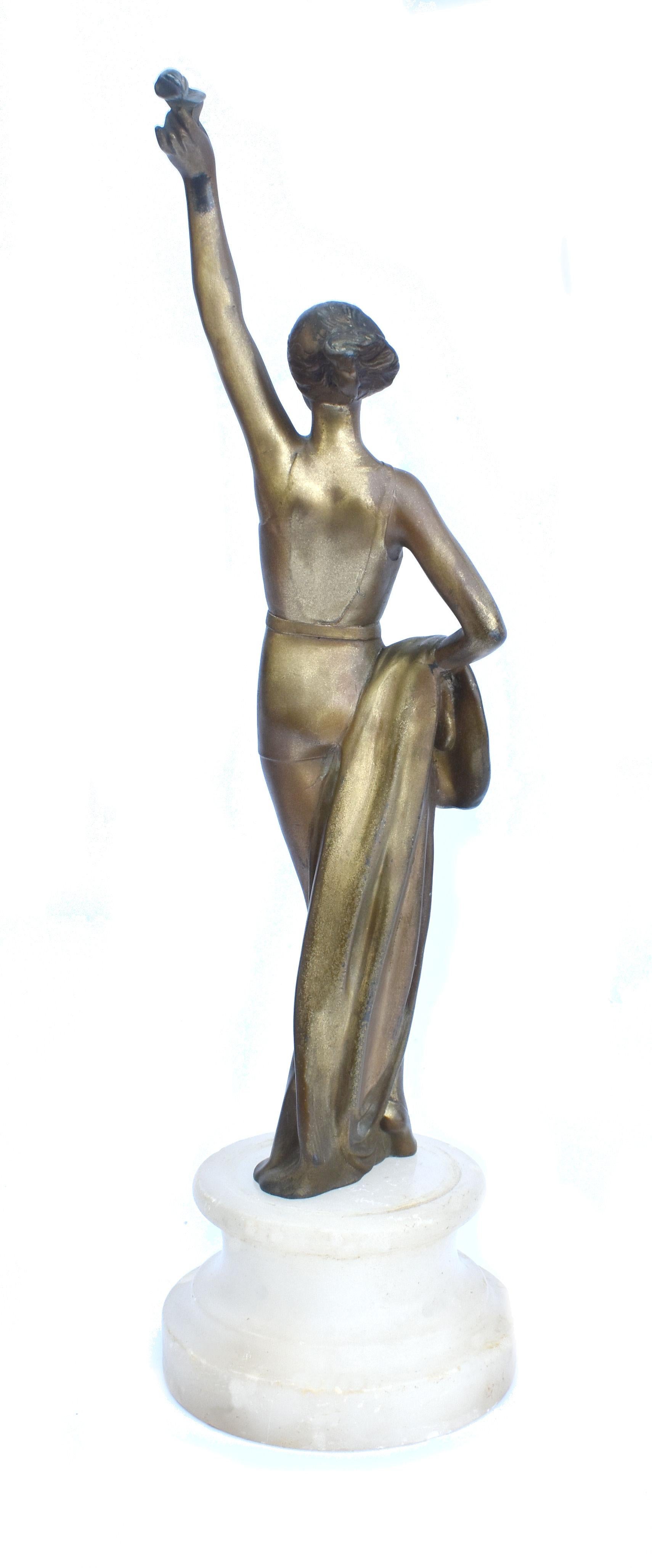 Art déco Figurine en Spelter Art Déco d'un Swimmer, vers 1930 en vente