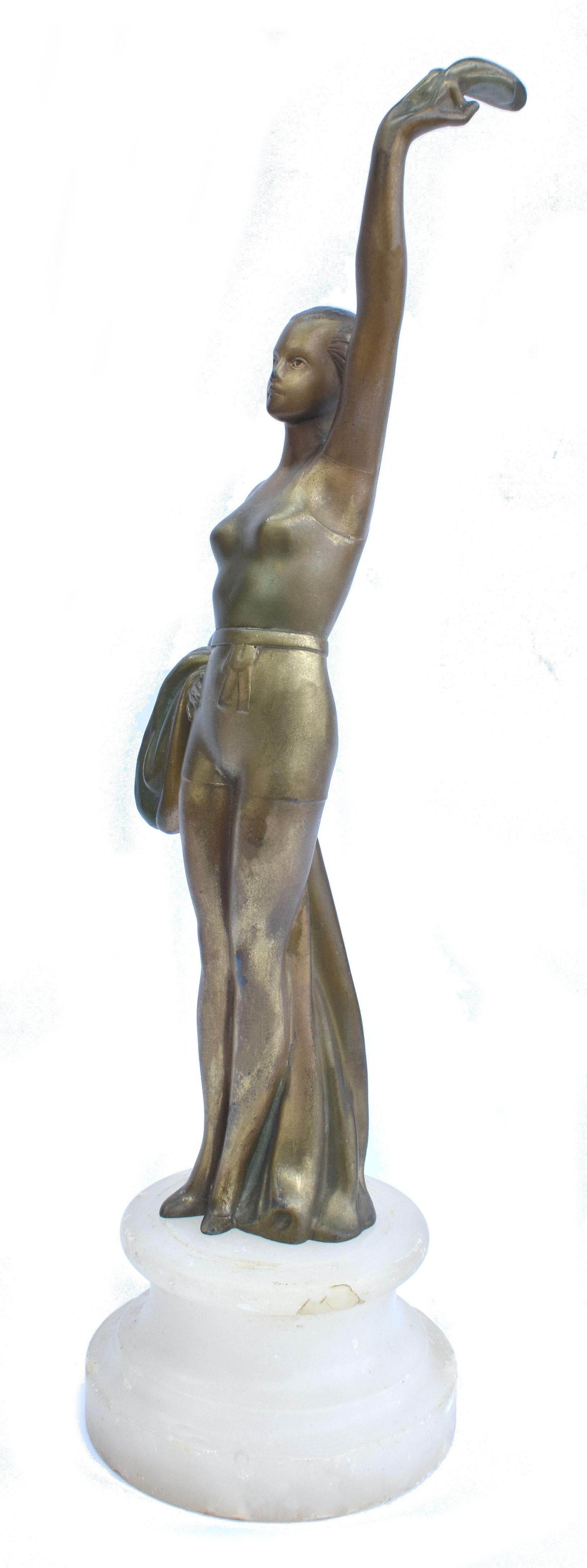 Européen Figurine en Spelter Art Déco d'un Swimmer, vers 1930 en vente