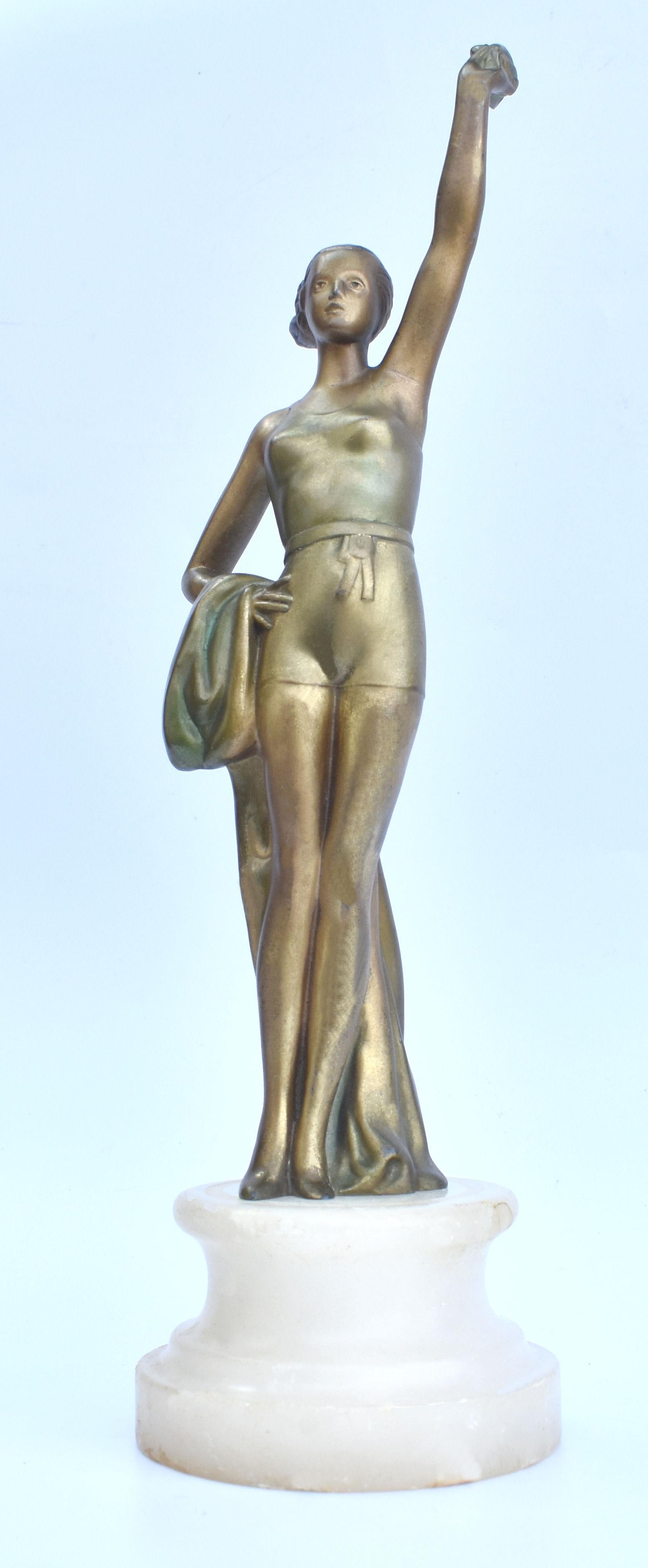 European Art Deco Spelter Figurine of a Swimmer, c1930 For Sale