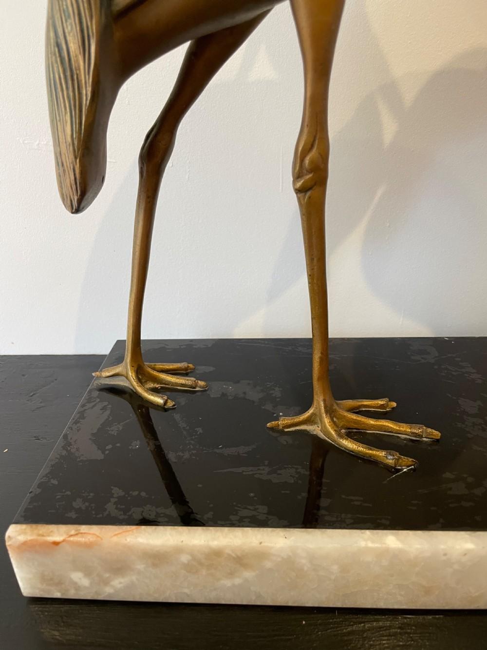 Art deco spelter group of two cranes  In Good Condition For Sale In Budleigh Salterton, GB