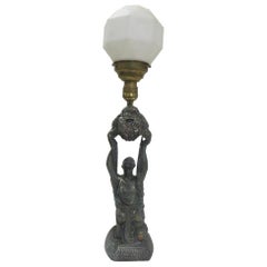 Art Deco Spelter Joan of Arc Table Lamp by La Belle