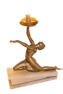 Art Deco Spelter Lady Lamp 1930s