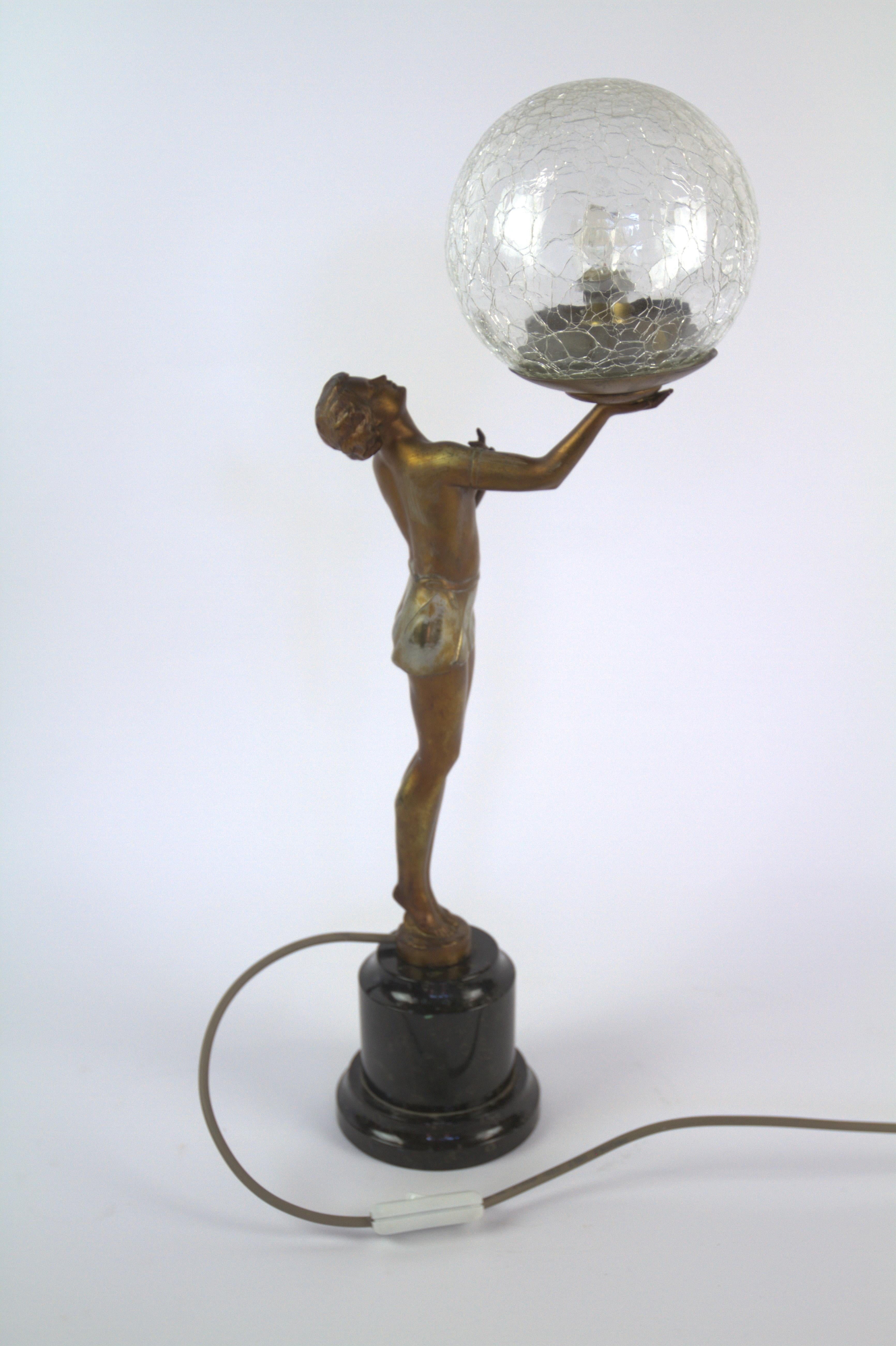 Lámpara Dama de Espeltro Art Decó circa 1930s en Bueno estado para la venta en Dereham, GB
