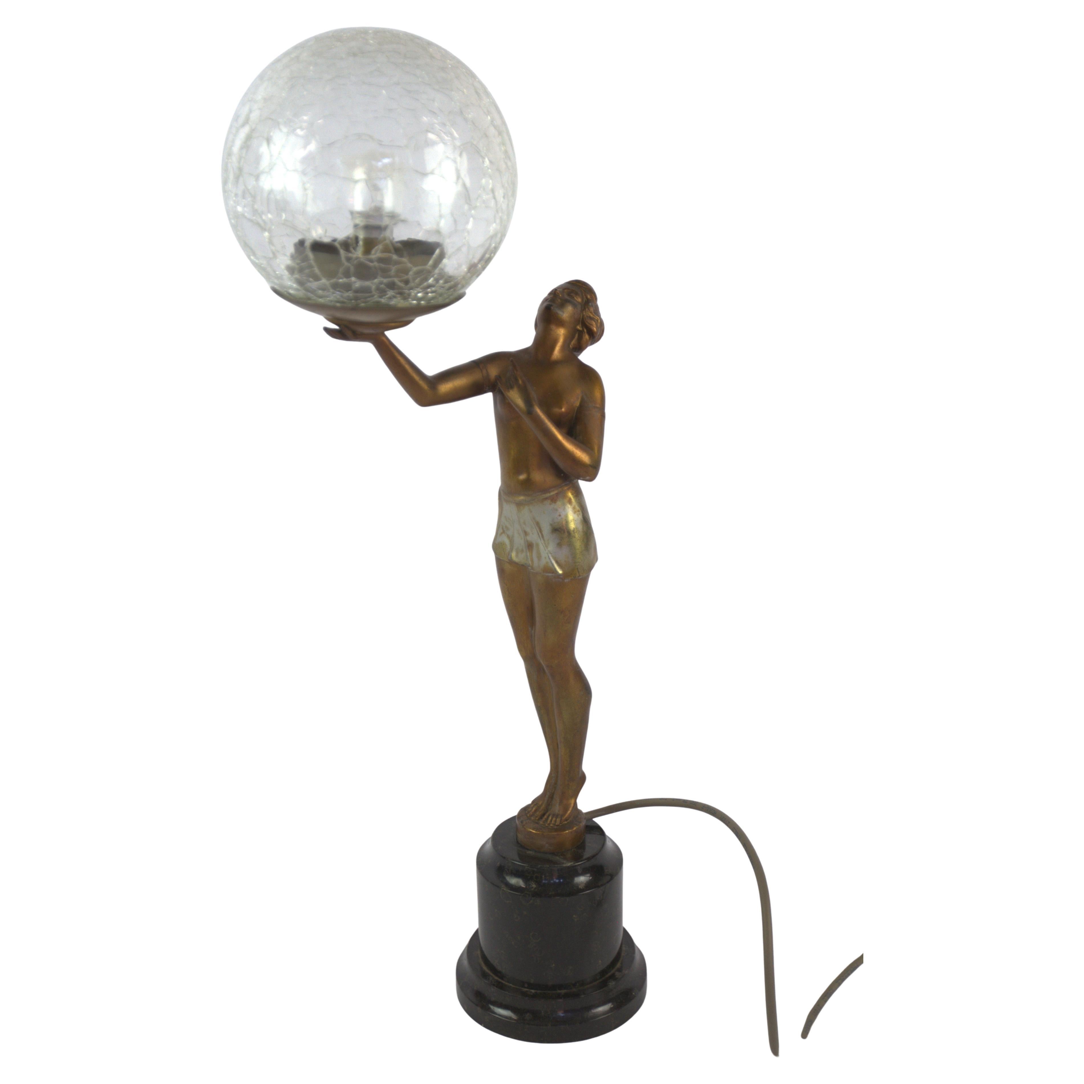 Art Deco Spelter Lady Lamp circa 1930s