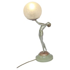 Art Deco Spelter Lady Lamp in the Manner of Lorenzl circa 1930s