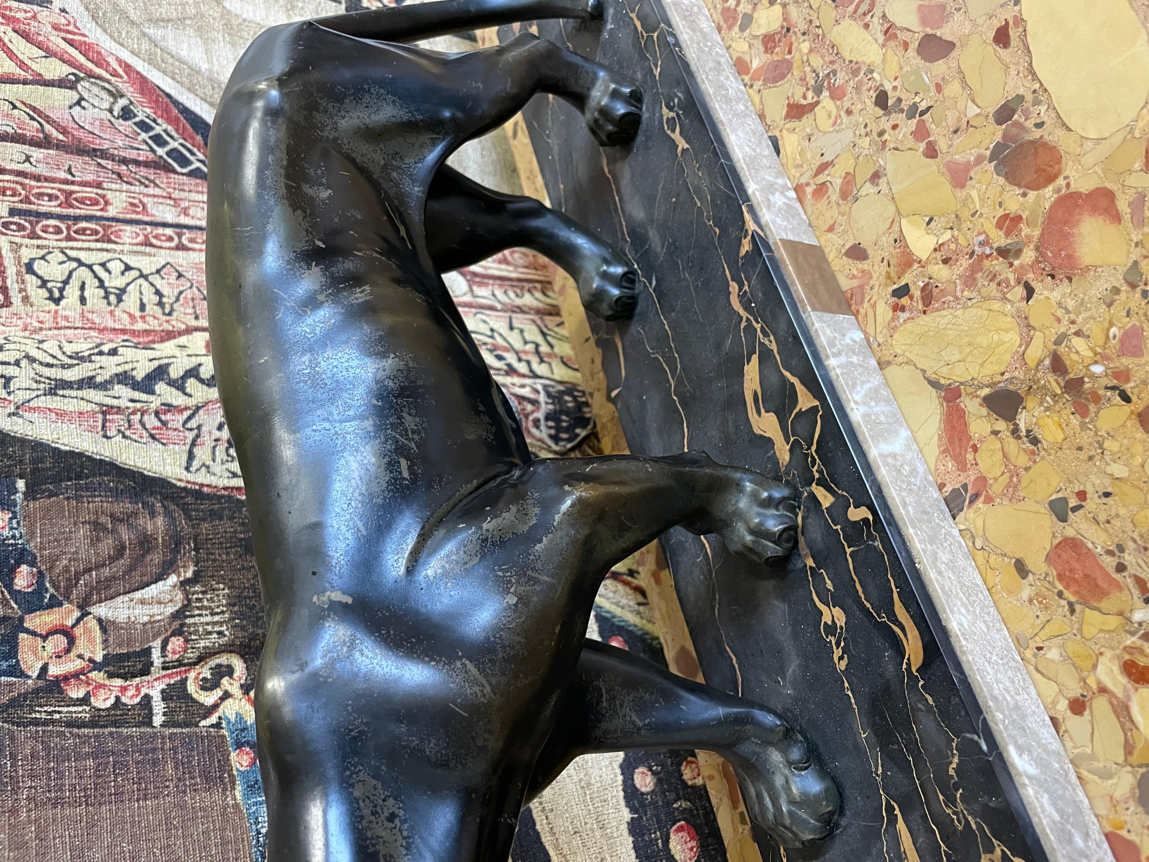 French Art Deco spelter panther by M Font For Sale