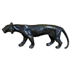 Used Art Deco spelter panther by M Font