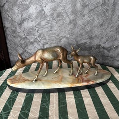Art Deco Spelter Sculpture of 2 Deers