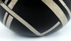 Art Deco Spherical Lamp with Silver Leaf Designs in the Style of Jean Dunand