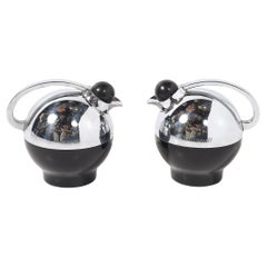 Art Deco "Spherical Miracle" Chrome & Bakelite Thermos Bottles by Raymond Loewy