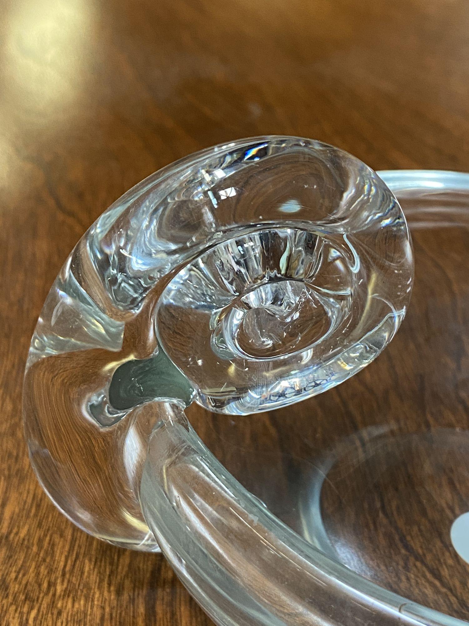 Art Deco Spiral Handblown Crystal Glass Spiral Ring Tray In Excellent Condition For Sale In Van Nuys, CA