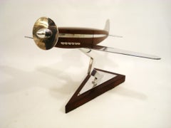 Art Deco Spitfire Wooden & Aluminum Airplane Desk Model, Asprey, ca 1940's
