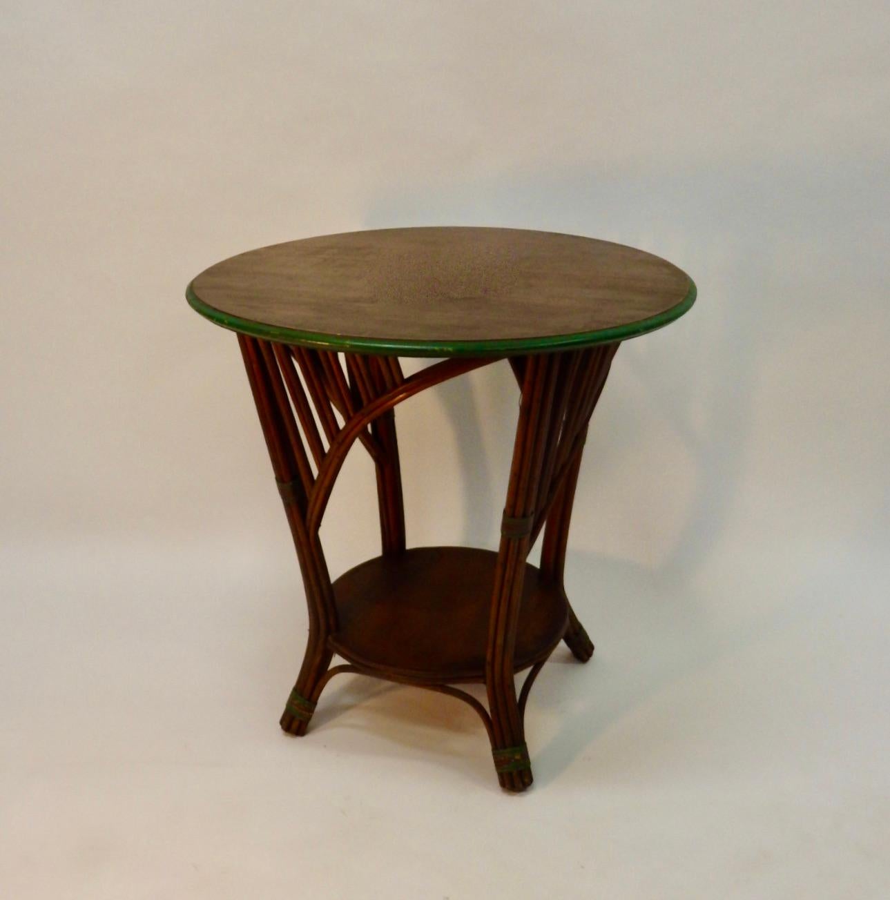 American Art Deco Split Reed Side Table by Kaltex Fine Original Finish