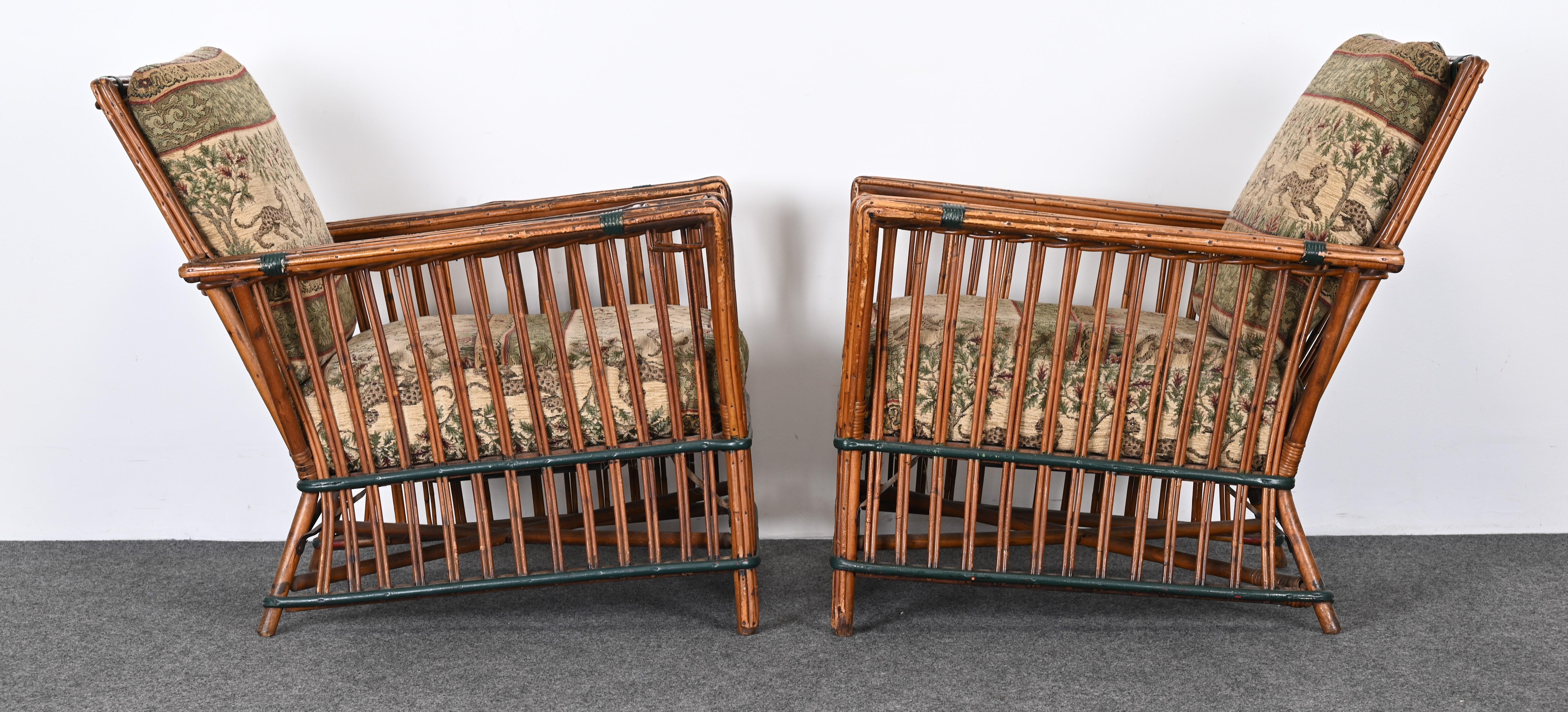 Art Deco Split Ypsilanti Stick Reed Wicker or Sofa with Pair Arm Chairs c. 1930s For Sale 5