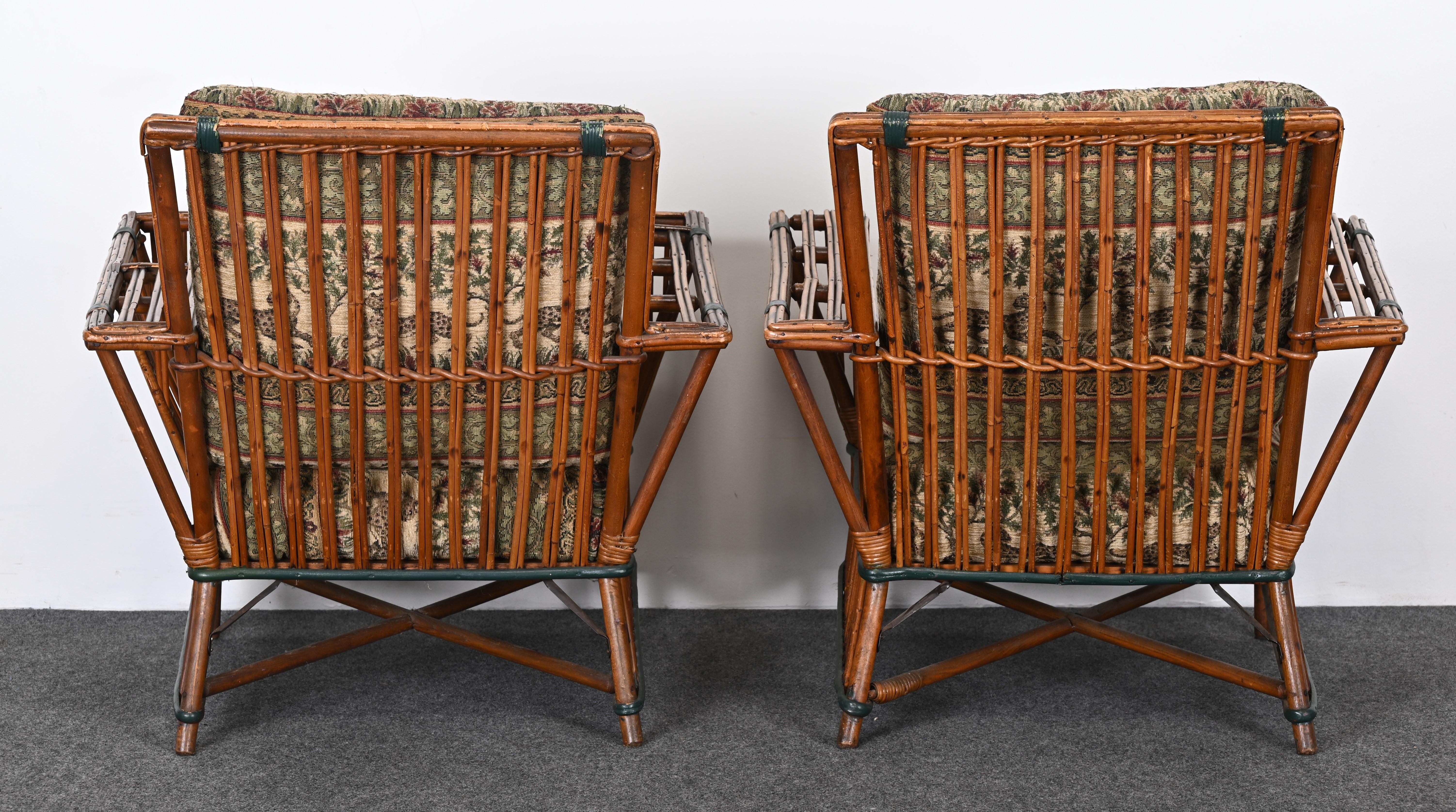 Art Deco geteilter Ypsilanti Stick Schilf Korbweide oder Sofa mit Paar Sessel, ca. 1930er Jahre 5