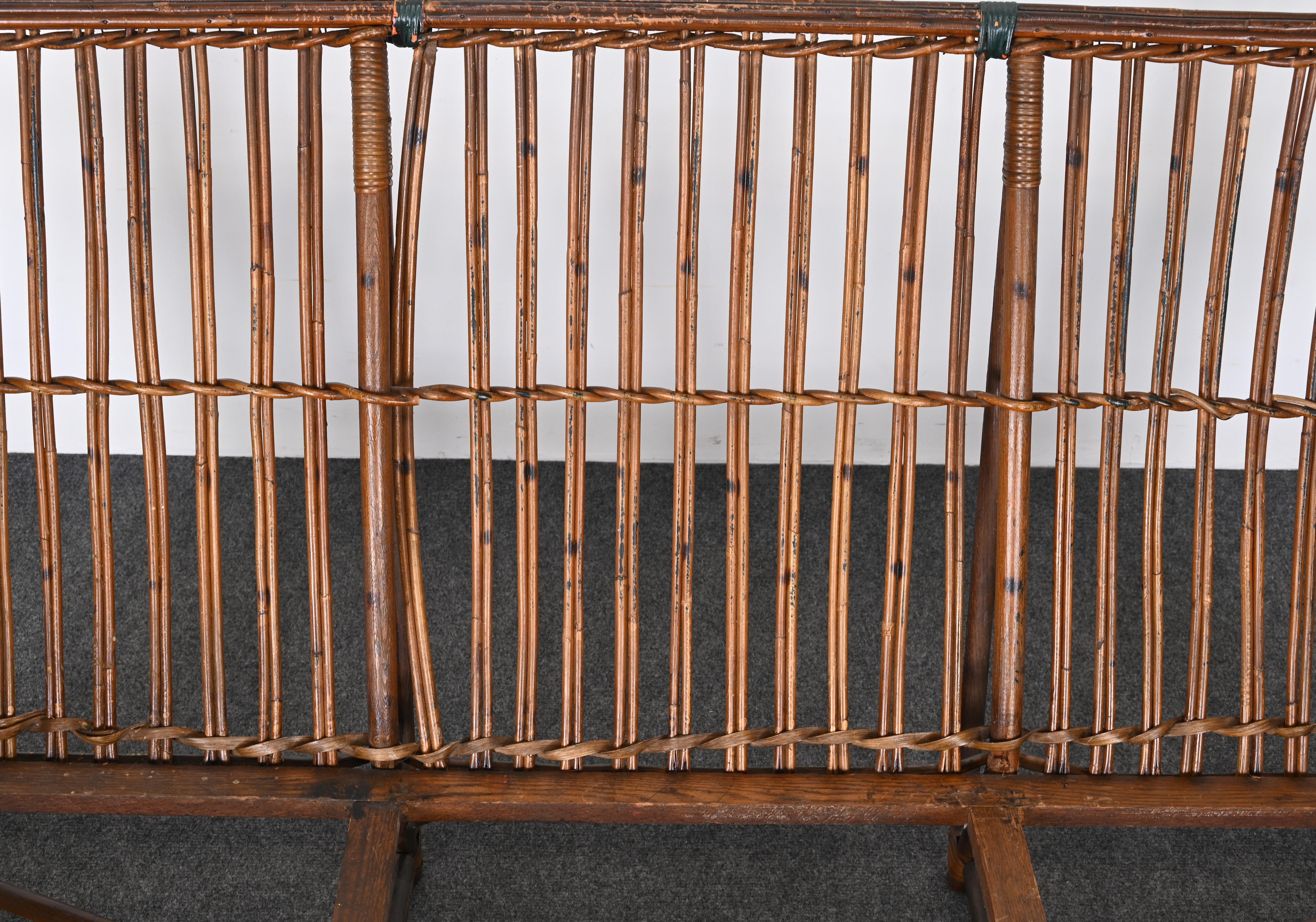 Paire de fauteuils en osier ou canapé fendu Ypsilanti Stick Reed Art Déco des années 1930 10