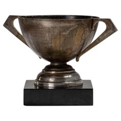 Art Deco Sports Trophy on Weathered Gray Stone Base, France, 1930-1939