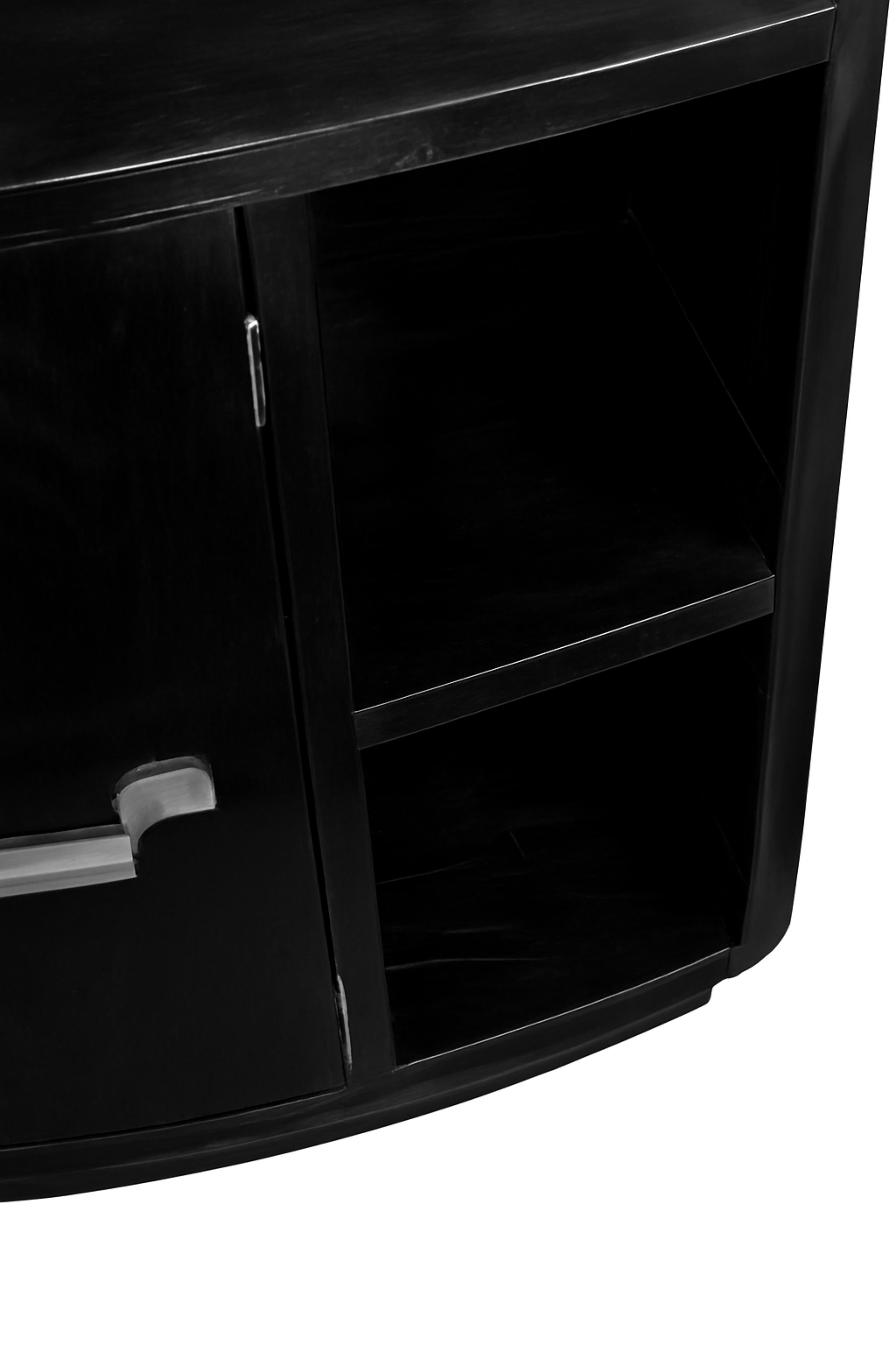 Art Deco Spruce Wood Black Lacquer Commode, 1940s In Good Condition For Sale In Lisbon, PT