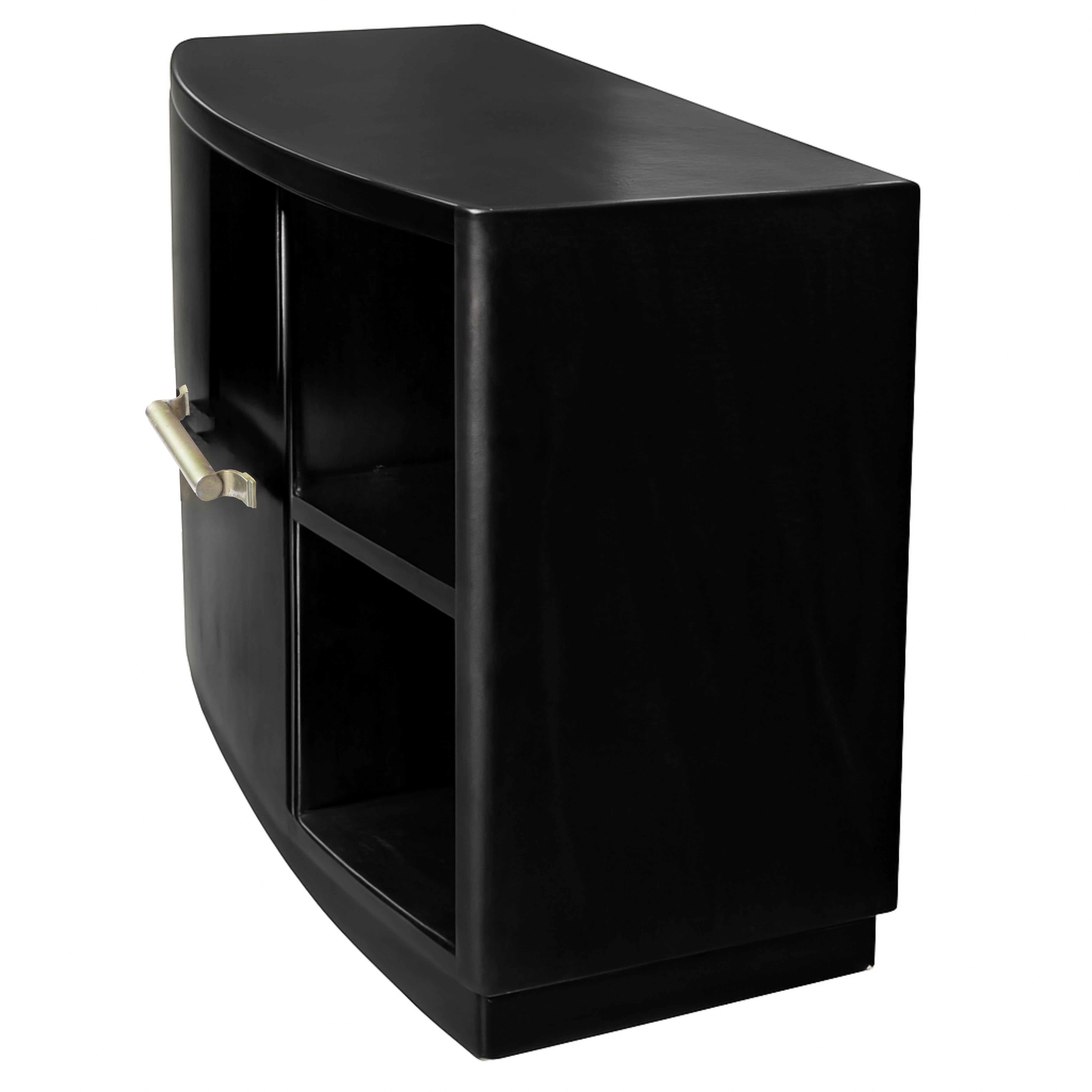 Art Deco Spruce Wood Black Lacquer Commode, 1940s For Sale 2