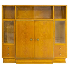 Art Deco Spruce Wood Cabinet Showcase, 1940s