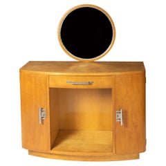 Vintage Art Deco Spruce Wood Original Vanity Console, 20th Century