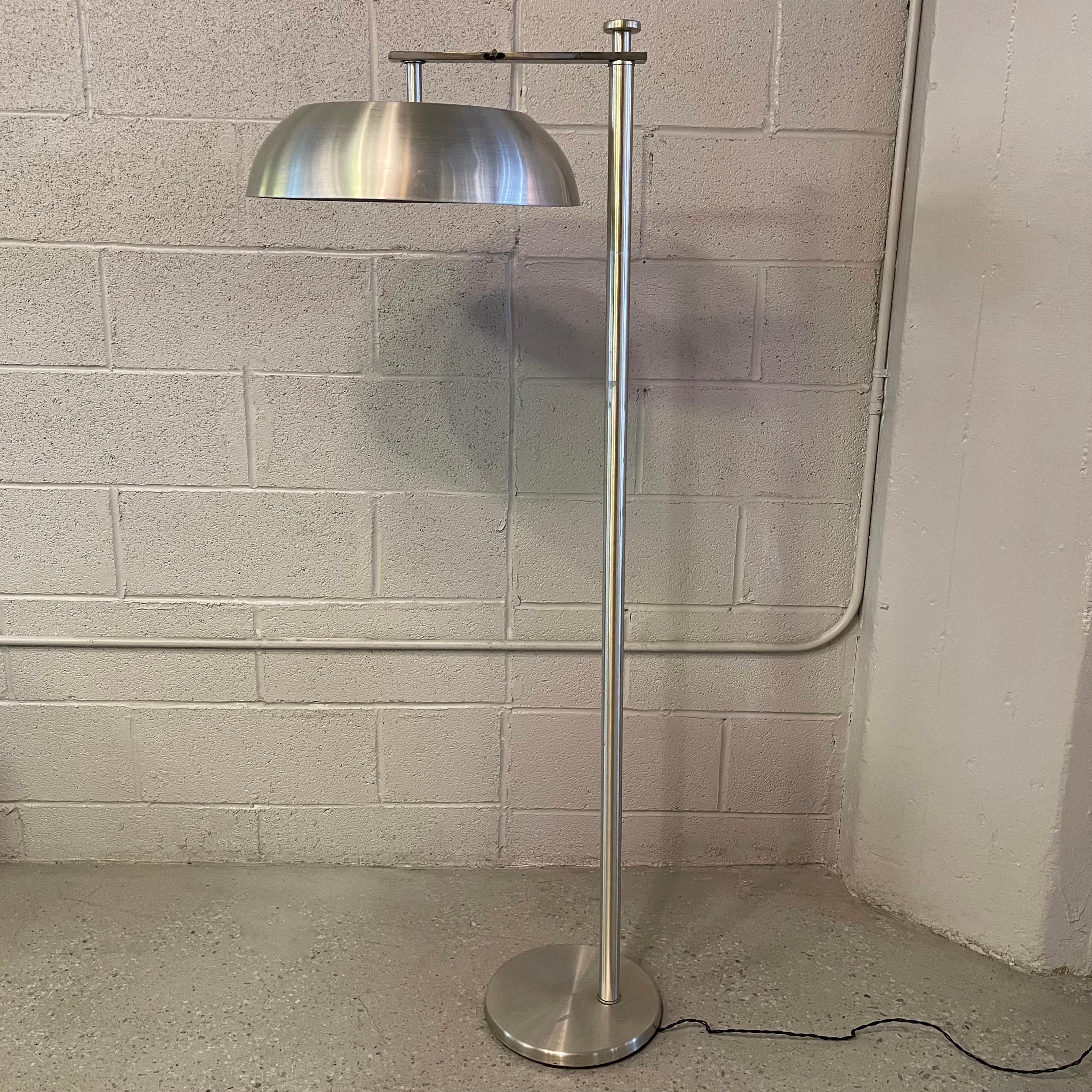 Machine Age Art Deco Spun Aluminum Flip-Top Floor Lamp By Kurt Versen For Sale