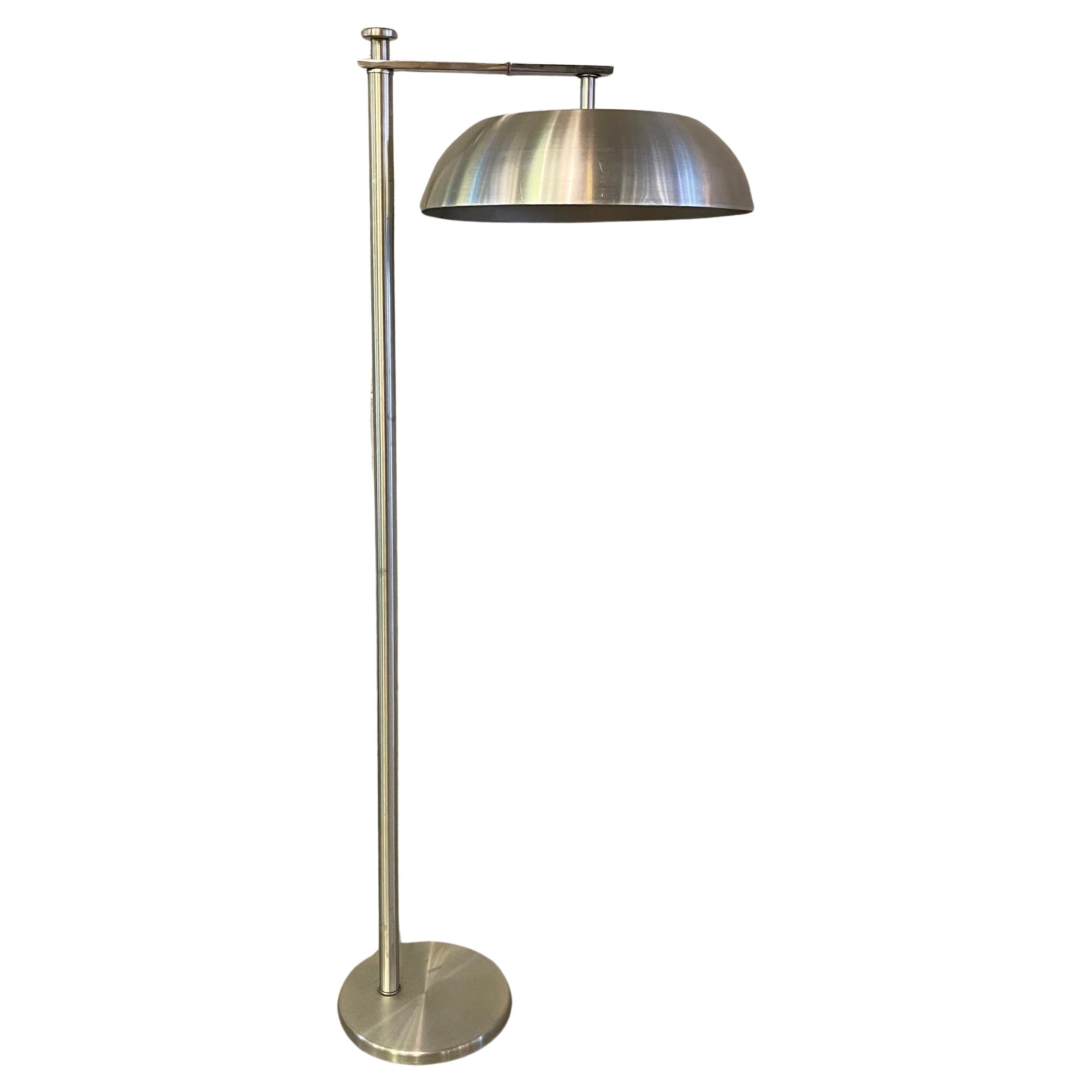 Flip-Top-Stehlampe aus gesponnenem Aluminium im Art déco-Stil von Kurt Versen im Angebot
