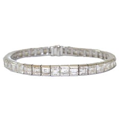 Art Deco Square Baguette Cut Diamond Line Bracelet Bangle Circa 1925