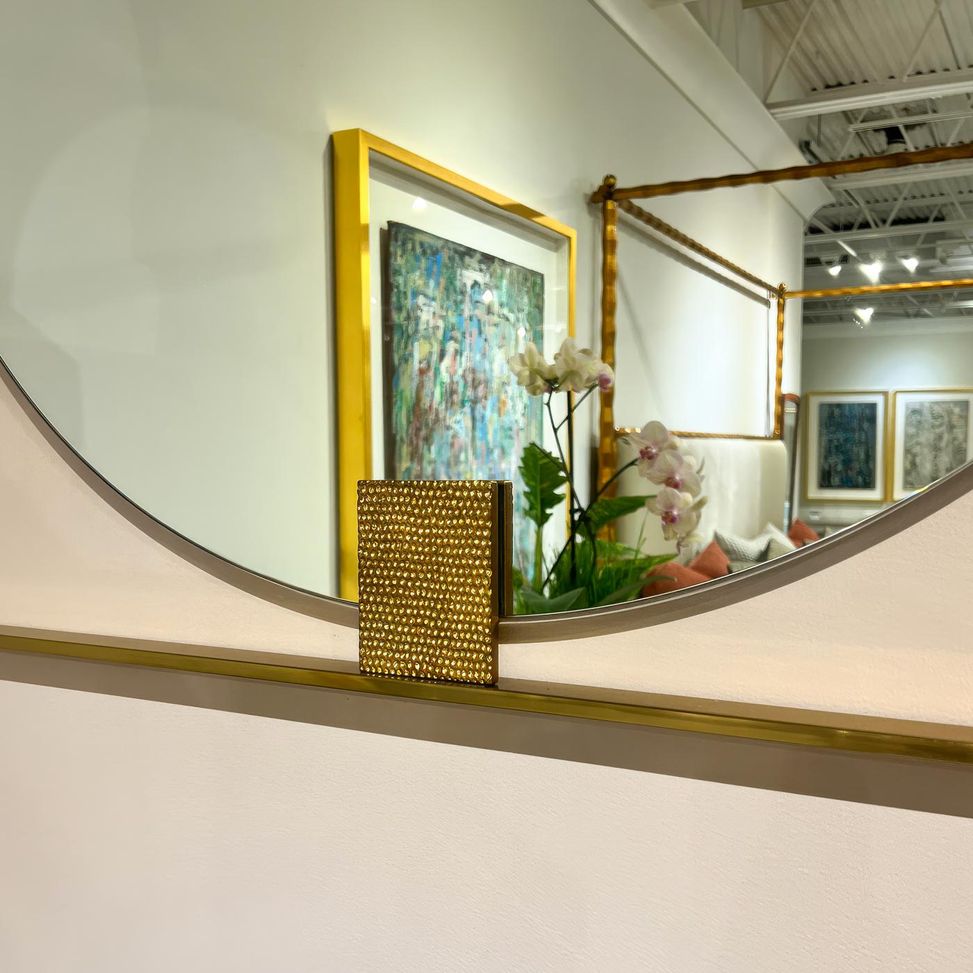 Vietnamita Specchio quadrato in ottone Art Deco Mirror in vendita