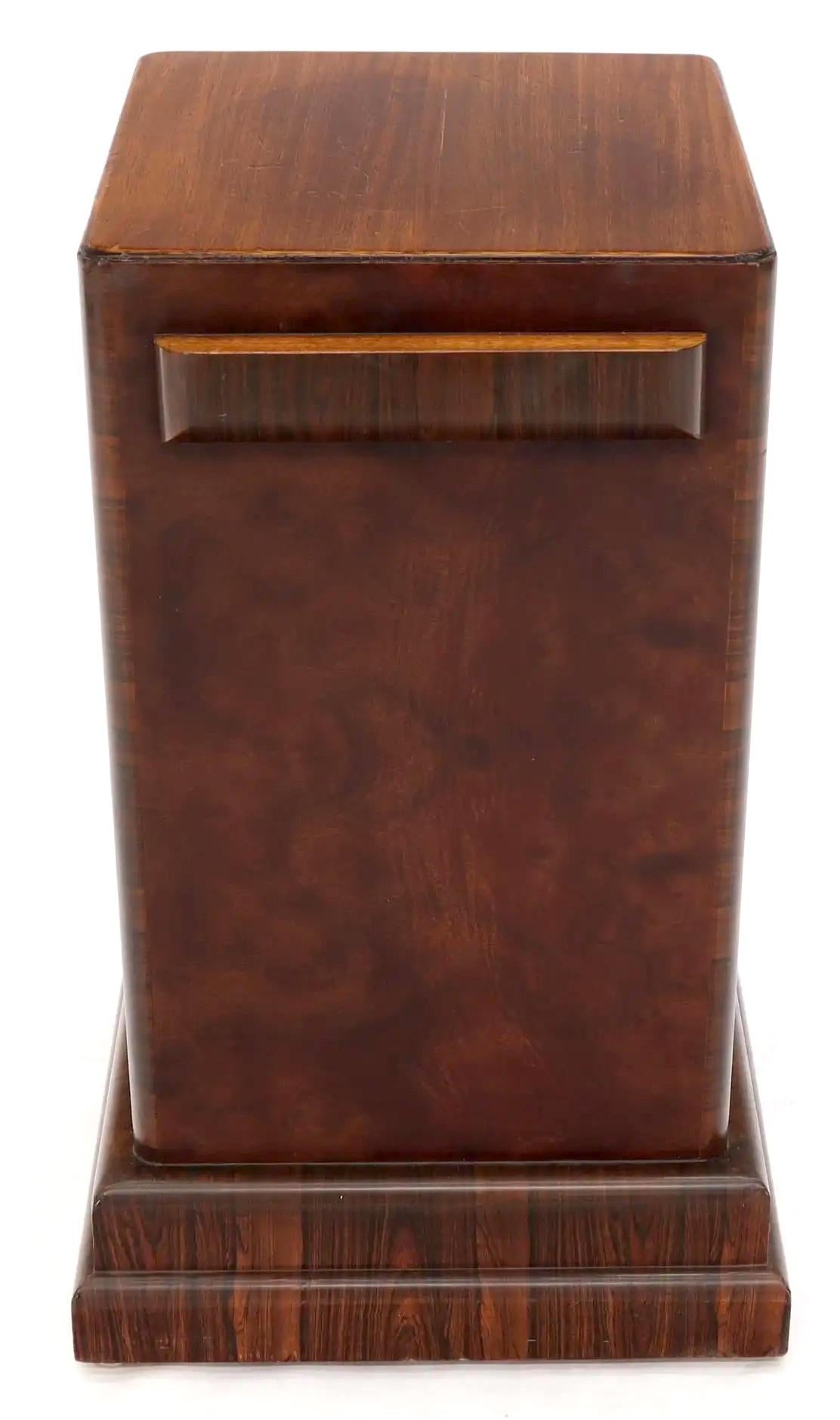 Art Deco Square Burl Walnut Pedestal For Sale 3