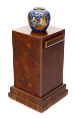 Pedestal Cuadrado Art Decó de Nogal Burl