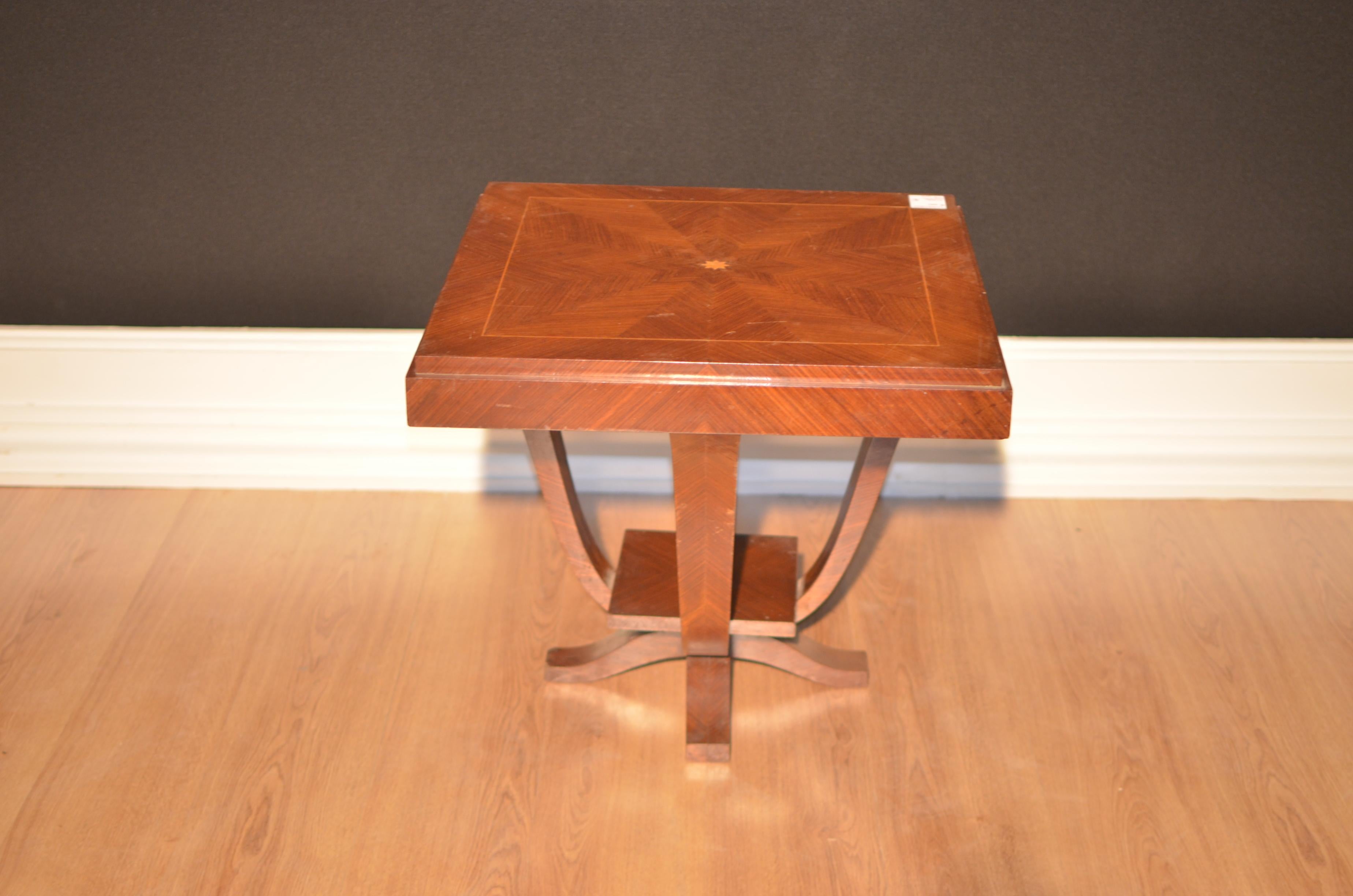 French Art Deco Square Dining Table in Rosewood, 1925 For Sale