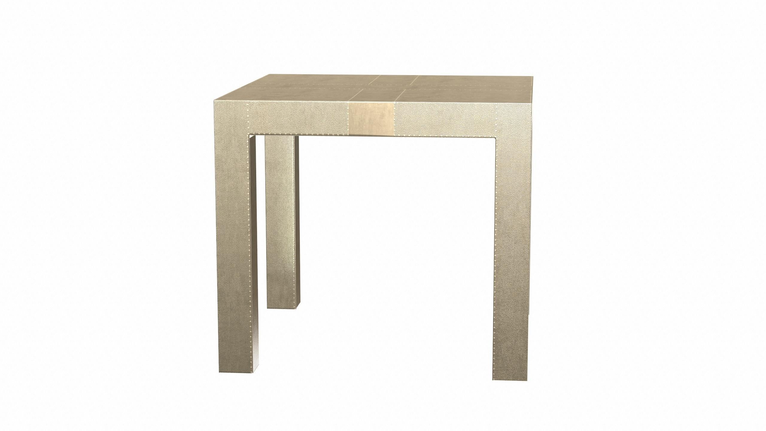 Patinated Art Deco Square Drink Center Tables Fine Hammered Brass by Alison Spear  For Sale