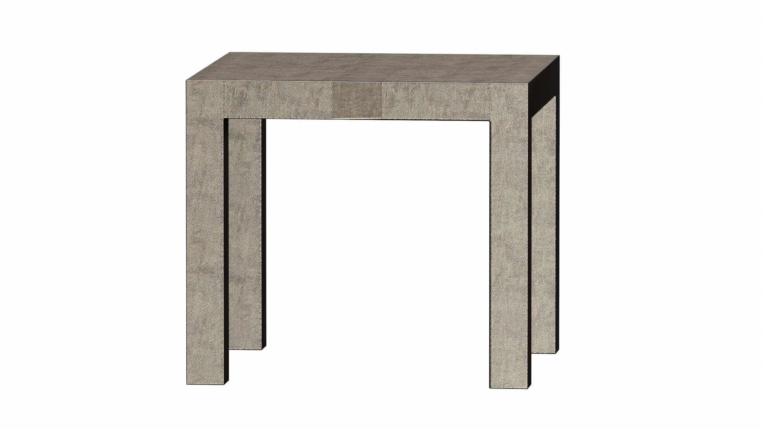 Patinated Art Deco Square Drink Center Tables Mid. Hammered Antique Bronze by Alison Spear For Sale