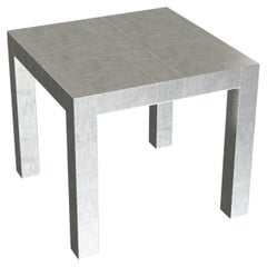 Art Deco Square Drink Center Tables Mid. Hammered White Bronze by Alison Spear