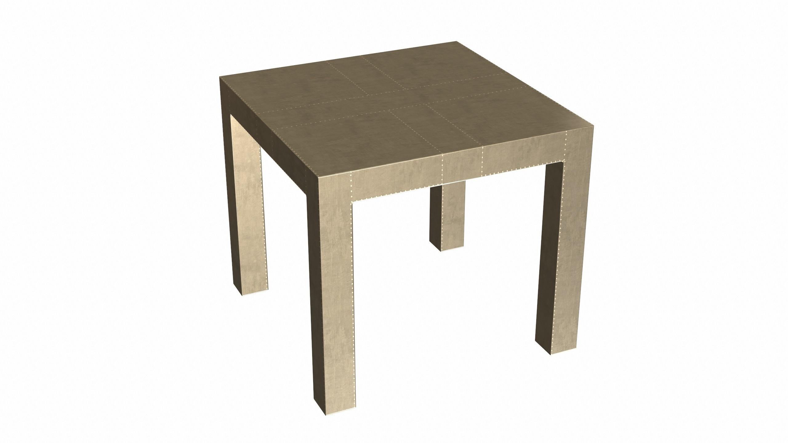 Hand-Carved Art Deco Square Drink Center Tables Smooth Brass by Alison Spear for S. Odegard For Sale