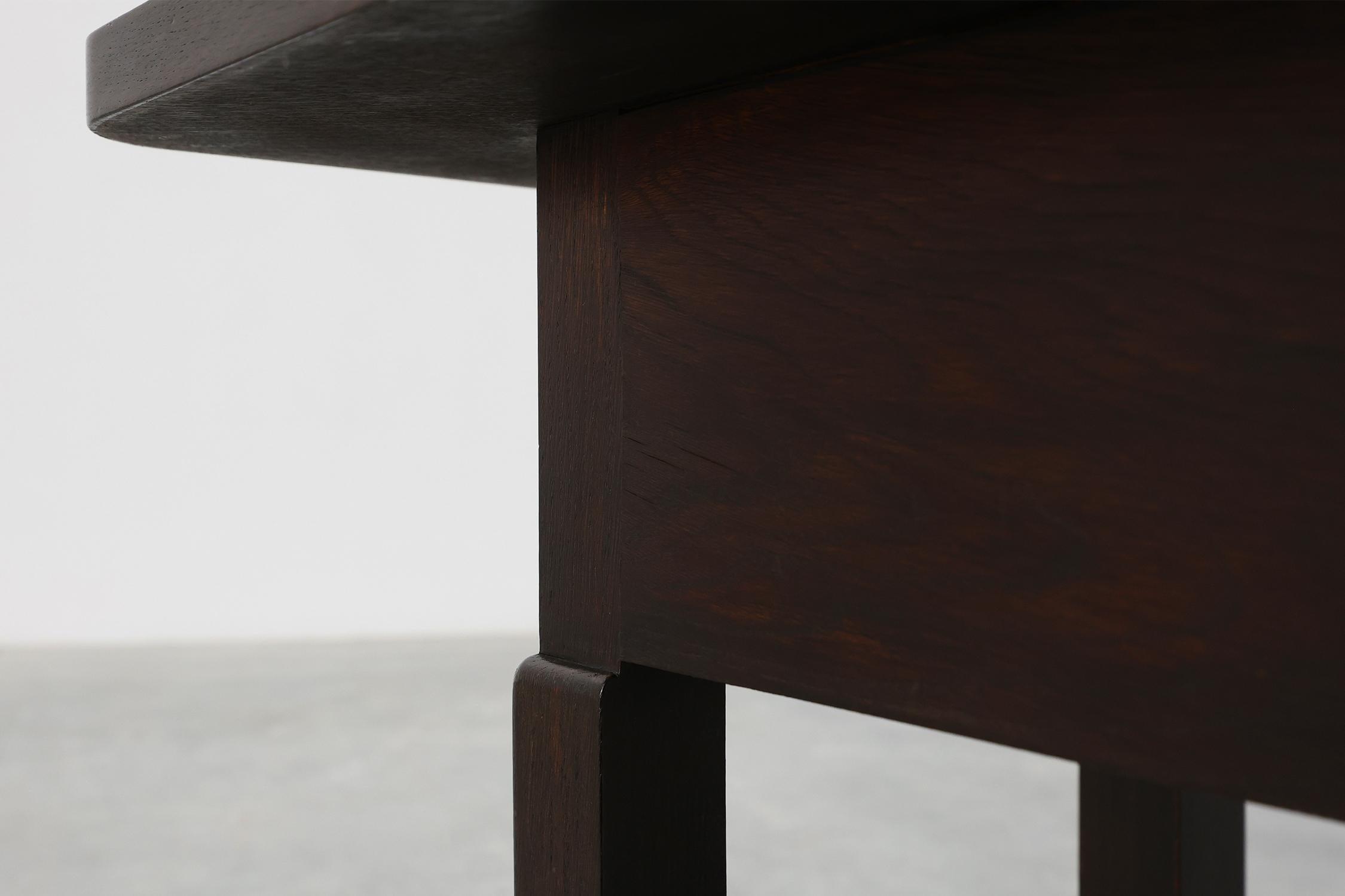 Art Deco square Oak Side Table, France, circa 1920 For Sale 3