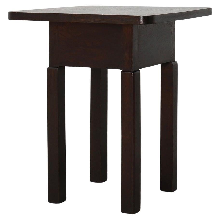 Art Deco square Oak Side Table, France, circa 1920 For Sale