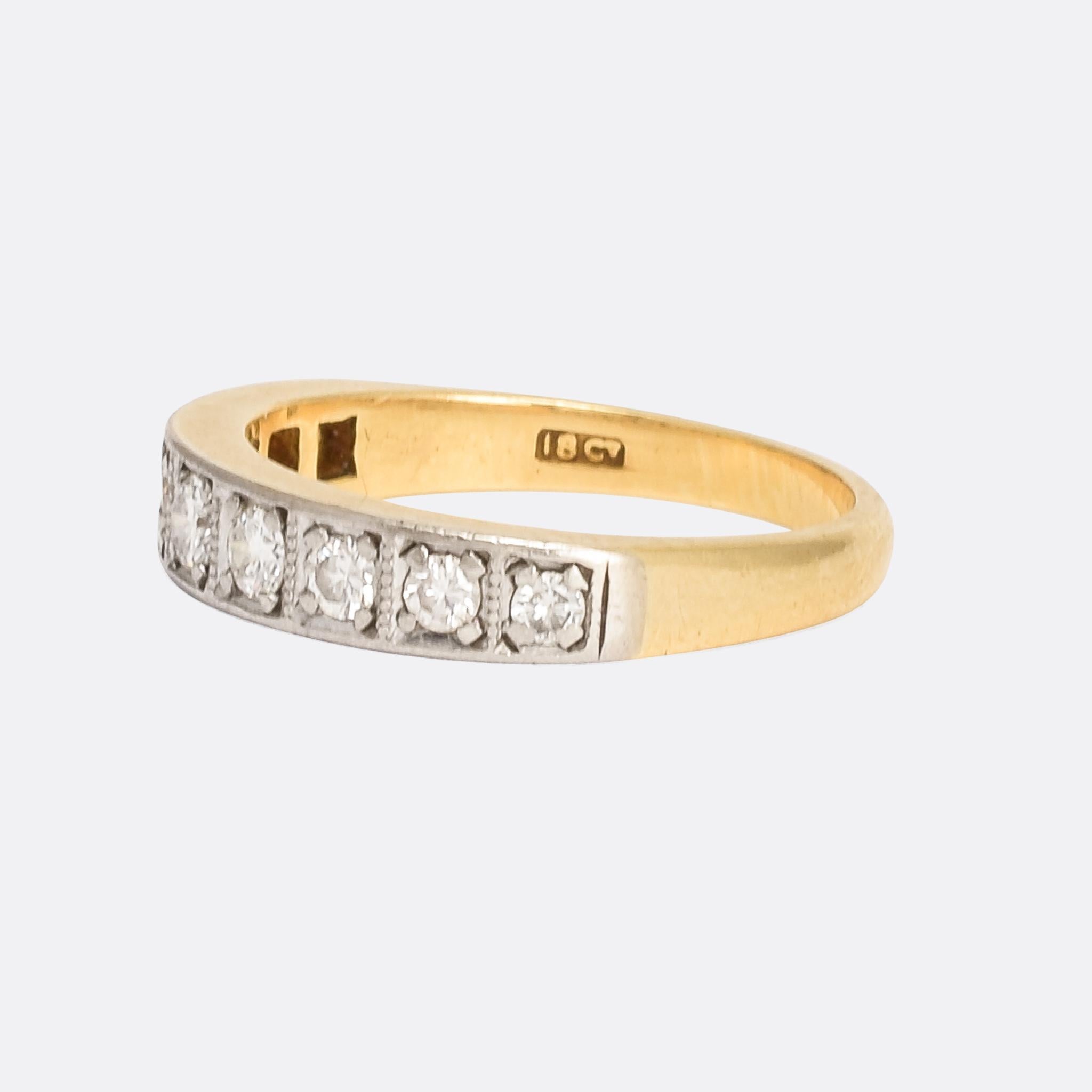 Art Deco Square-Set Diamond Half Eternity Ring In Good Condition In Sale, Cheshire