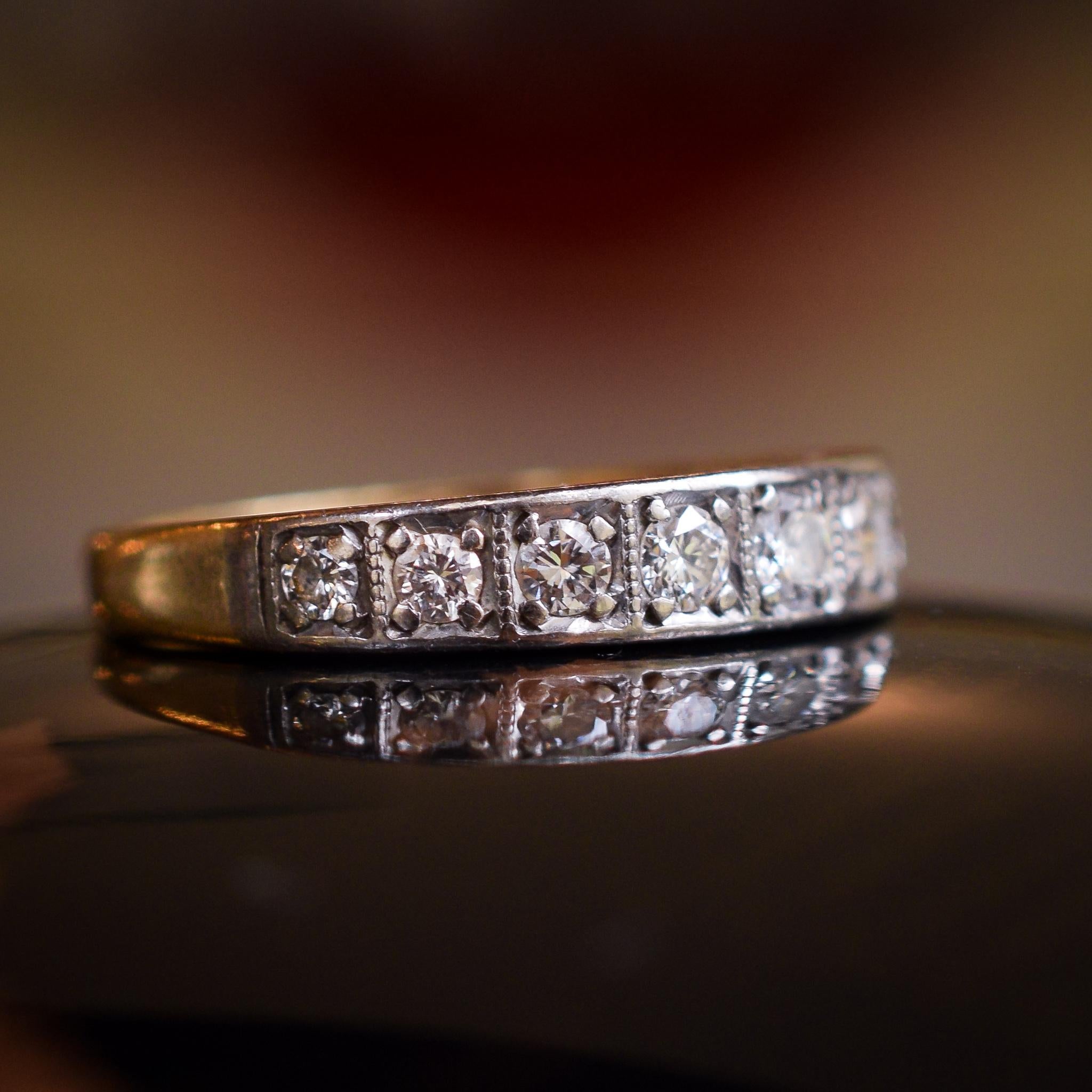Art Deco Square-Set Diamond Half Eternity Ring 3