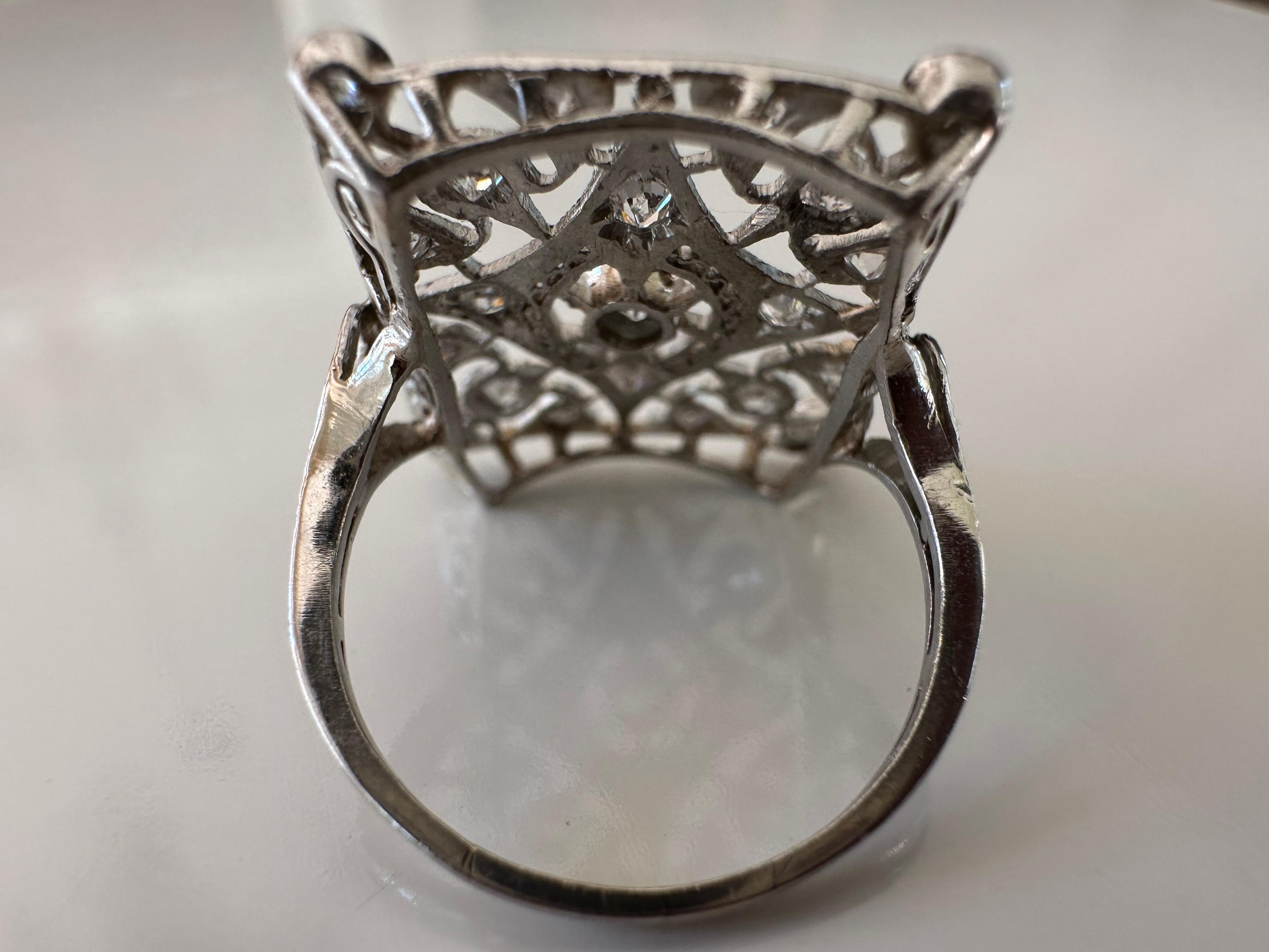 Mixed Cut Art Deco Square-Shaped Diamond Cocktail Ring  For Sale